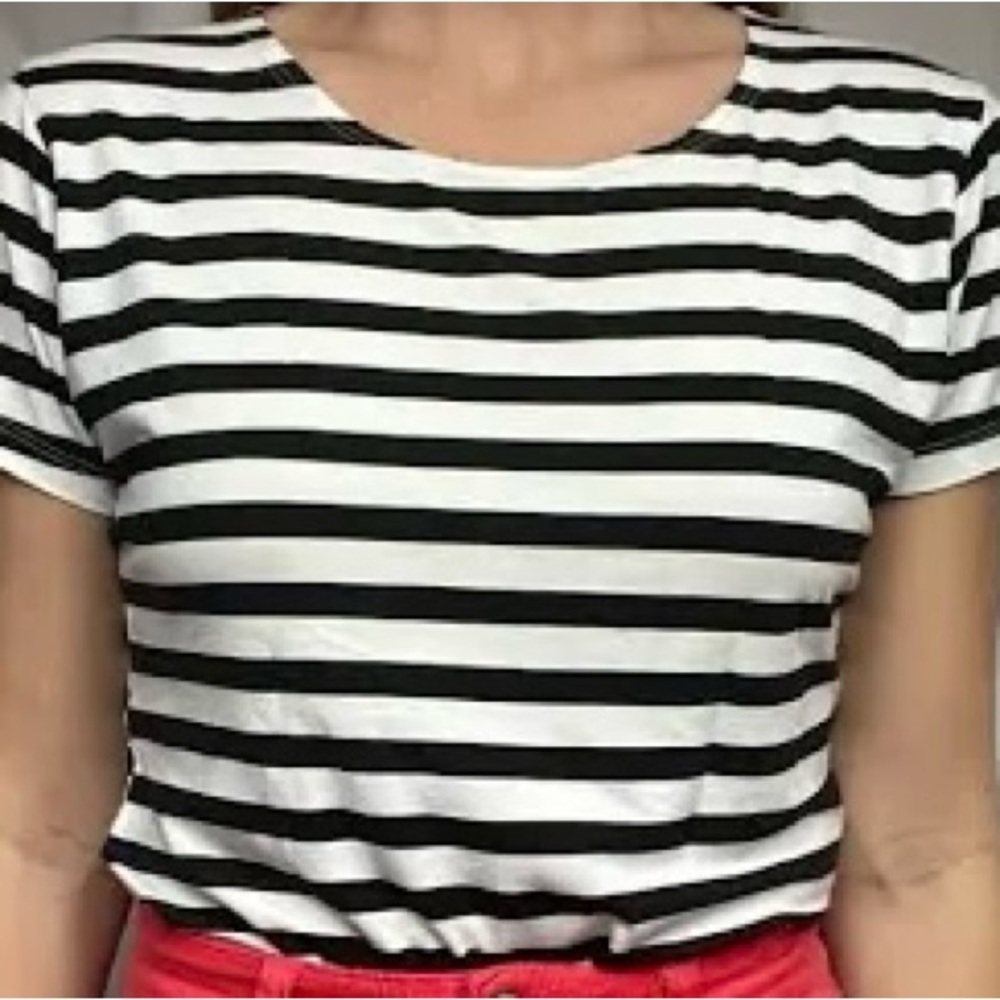 Emma Rose Vintage XS blue/white striped short sleeve top summer/classic/nautical